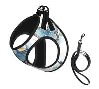 Blue Butterfly On Blossom Flower Print Pet Supplies Adjustable Step-In Flex Breathable Mesh Dog Harness For Small Medium Dogs, S-L