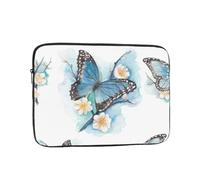 Blue Butterfly On Blossom Flower Printed Laptop Sleeve For 15 Inch Laptop, Shockproof Oxford Fabric Laptop Protective Case Laptop Bag