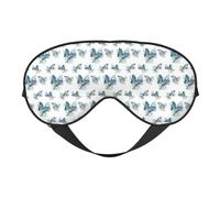 Blue Butterfly On Blossom Flower Printing Soft Eye Mask Reversible Cover for Travel Adjustable Strap Blackout Sleep