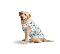 Blue Butterfly On Blossom Flowerprint Medium Large Pets Vest Breathable Summer Lightweight Sleeveless Tank Top T-Shirt