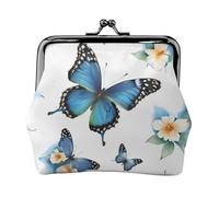Blue Butterfly On Flower Print Versatile Coin Purse Exquisite Mini Wallet Cute Change Pouch for Any Occasion