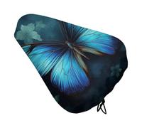 Blue Butterfly Pattern Bike Seat Cover with Drawstring Bicycle Saddle Rain Dust Cover UV Protection Bike Seat Cushion Shield for Women Men City Mountain