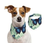 Blue Butterfly Pattern Dog Bandanas,Summer Bandanas for Dogs Washable Adjustable Dog Triangle Scarf Bibs Cute Pet Bibs for Medium Large Dogs Puppy and Cats Small