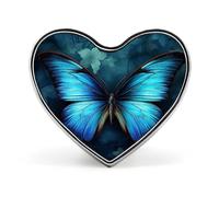 Blue Butterfly Pattern Lapel Pin Heart Brooch Premium Aluminum Alloy Badge Lightweight Wearable Badge Cute Love Brooch For Valentine'S Day Mother'S Day Wedding Daily Wear & Gift Pin