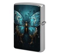Blue Butterfly Pattern Lighter Case Metal Double-Sided Lighter Cover Pocket Lighters Sleeve Windproof Lighters Accessories for Men Women