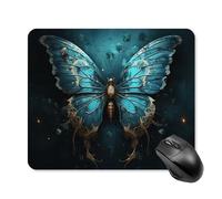 Blue Butterfly Pattern Mouse Pad Square Laptop Mouse Mat Cute Computer Mousepad Keyboard Pad Non-Slip Desk Pads for Gaming Office Work Home 25 * 30cm