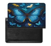 Blue Butterfly Pattern Passport Holder Passport Cover Protector Essentials with Credit Card Slots for Women Men