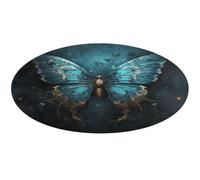 Blue Butterfly Pattern Round Area Rug Non Slip Backing Doormat Water Absorbent Plush Throw Low-Pile Non-Slip Floor Mat Carpet for Living Room Bedroom Entryway Nursery Room 80 * 80cm
