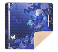 Blue Butterfly Picture Frame Large Non-Slip Baby Play Mat for Floor Non-Toxic Baby Kick Crawling Mat for Babies Infants Toddlers, 50'' x 50''