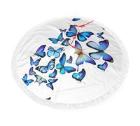 Blue Butterfly Print Christmas Tree Skirt Perfect For Christmas, New Year Seasonal Celebrations