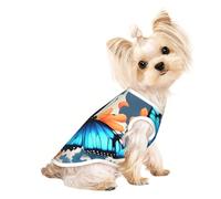 Blue Butterfly Print Comfortable Pet Vest, Sleeveless Breathable Top, for Small Puppy Kitten Daily Wear