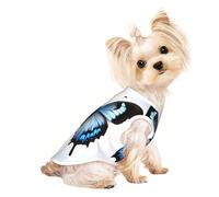 Blue Butterfly Print Dog Shirt Summer Pet T-Shirts Stretchy Cats Dogs Tee Shirt Sleeveless Tank Top Dog Vest
