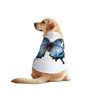 Blue Butterfly Print Dog Shirts for Pet, Soft Breathable Vest Lightweight Stretchy Pet T-Shirt for Medium Dog