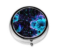 Blue Butterfly Print Personalised Portable Pillbox with,Mini Pillbox Compact and Convenient Pill Organiser for Storing and Organising Pills