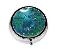 Blue Butterfly Print Personalised Portable Pillbox with,Mini Pillbox Compact and Convenient Pill Organiser for Storing and Organising Pills