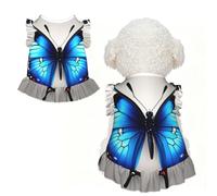 Blue Butterfly Print Pet Breathable T-Shirt Skirt S