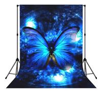 Blue Butterfly Print Photo Studio Background 5x7ft Soft Photo Backdrop Curtain For Studio Content Creator Equipment