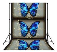 Blue Butterfly Print Photo Studio Background 5x7ft Soft Photo Backdrop Curtain For Studio Content Creator Equipment