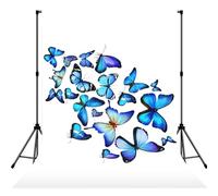 Blue Butterfly Print Photo Studio Background 5x7ft Soft Photo Backdrop Curtain For Studio Content Creator Equipment