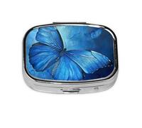 Blue Butterfly Print Pill Box, 2 Large Compartmensts to Moistureproof Portable Pill Box Organiser for Travel