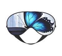 Blue Butterfly Print Satin Sleep Mask & Eye Mask | Deep Dream Sleep Masks for Women & Men | Soft Sleeping Eye Mask to Nourish Skin