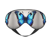 Blue Butterfly Print Soft Eye Mask - Adjustable Strap, Elastic Nighttime Shade for Meditation, Travel, and Yoga