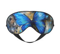 Blue Butterfly Print Soft Eye Mask with Adjustable Strap Sleep Shade Cover for Airplane Travel Nap