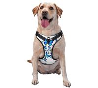 Blue Butterfly Printed Adjustable Pet Vest Reflective Pet Harness Vest For Walking And Camping S