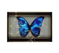 Blue Butterfly Printed Adult Fun Puzzle wooden puzzle in a plastic box with letters printed on the back home decor party toy