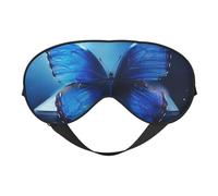 Blue Butterfly Printing Sleep Mask for Women Men Double-Sided Print Soft Silk Eye Masks Eye Sleep Shade Cover