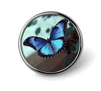 Blue Butterfly Round Badge Cute Brooch Hats Jackets Decor Personalized Lapel Pin Clothing Jewelry Accessories for Wedding Party Gift