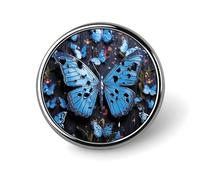 Blue Butterfly Round Badge for Men Women, Durable & Stylish Lapel Pins, Lightweight Metal Badges for Shirts, Jackets, Hats