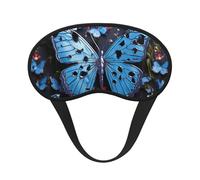 Blue Butterfly Sleep Mask for Side Sleeper Soft Breathable Sleeping Eye Mask Blackout Silk Eye Sleep Shade Cover with Elastic Strap Night Blindfold for Women Men Travel Nap