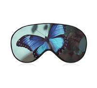 Blue Butterfly Sleep Mask for Women Men Side Sleeper Eye Cover with Adjustable Strap Soft Breathable Blackout Mask Slip-Free Deep Sleeping Travel Essentials