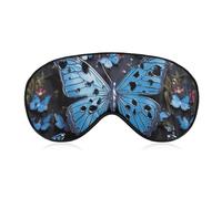 Blue Butterfly Sleep Mask for Women Men, Soft Eye Mask with Adjustable Strap for Sleeping, Light Blocking Travel Blindfold for Nap Comfortable Eye Cover for Home Office
