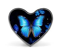 blue butterfly Snow Leopard Mountain Lapel Pin - Heart Shape Brooch Pins for Men & Women Suit Accessories, 1" Lightweight Enamel Lapel Pins Buttons for Backpacks, Hats, Bags, Lanyards