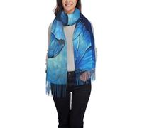 Blue Butterfly soft faux cashmere winter scarf for women, lightweight & cozy blanket scarf for all seasons