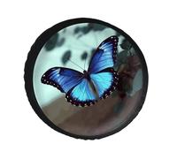 Blue Butterfly Spare Tire Cover PVC Leather Spare Wheel Cover Dustproof Waterproof Jeep Tire Cover for 30inch Camper, RV Trailer, Truck, SUV Fit Diameter 28-34 Inch
