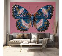Blue Butterfly Tapestry, Simple Style 3D Printing Wall Tapestry, Pink Suitable For Beach Towels, Yoga Mats, Living Room And Bedroom Decoration - 75 X 100 Cm