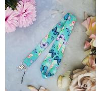 Blue Butterfly Teacher Lanyard for Id Badge Holder and Keys Keychain, Neck Lanyard with a Metal Key Ring, Great Gifts for Women, Teachers, Students, Staff