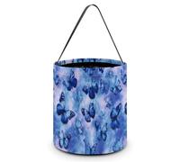 Blue Butterfly Tie Dye Novelty Easter Basket Bucket Bag for Easter Egg Hunts Party Favor Decor