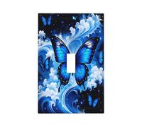 Blue Butterfly Wall Plate 1 Gang Toggle Light Switch Cover Single Toggle Faceplate Decor 3X5 in