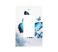 Blue Butterfly Wall Plates Decorative Light Switch Cover 1 Gang Outlet Covers Standard Size 5" x 3" Plug Covers Electrical Switchplate Home Decor for Bedroom Kitchen