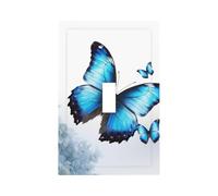 Blue Butterfly Wall Plates Decorative Light Switch Cover 1 Gang Outlet Covers Standard Size 5" x 3" Plug Covers Electrical Switchplate Home Decor for Bedroom Kitchen