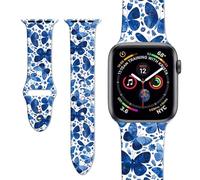 Blue Butterfly Watch Bands Compatible with Apple Watch 38mm 40mm, Adjustable Fashion Butterflies Wristbands Soft Silicone Replacement Strap for iWatch Series 7 6 5 4 3 2 1 SE