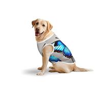 Blue Butterflyprint Large Pets Vest Breathable Sleeveless Tank Top Cozy Lightweight Walks Travel T-Shirt