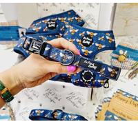 BLUE BUZZY BUMBLE BEE DOG COLLAR M