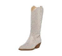 Blue by Betsey Johnson Women's Dalas Western Boot, Rhinestone, 6.5