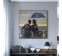 Blue By Jack Vettriano Art Canvas Painting Reproduction Posters and Prints Wall Art Picture for Living Room Home Decoration 60x60cm(24x24in) Frameless