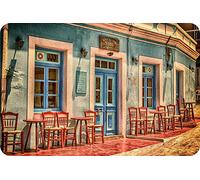 Blue Cafe - Glass Worktop Saver/Protector - by Pearl Glass (60 x 40cm Extra Large)